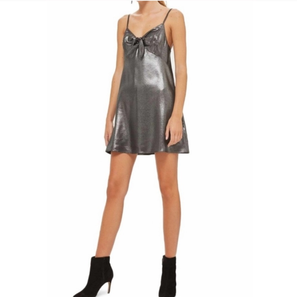 NWT Topshop silver foil cocktail dress